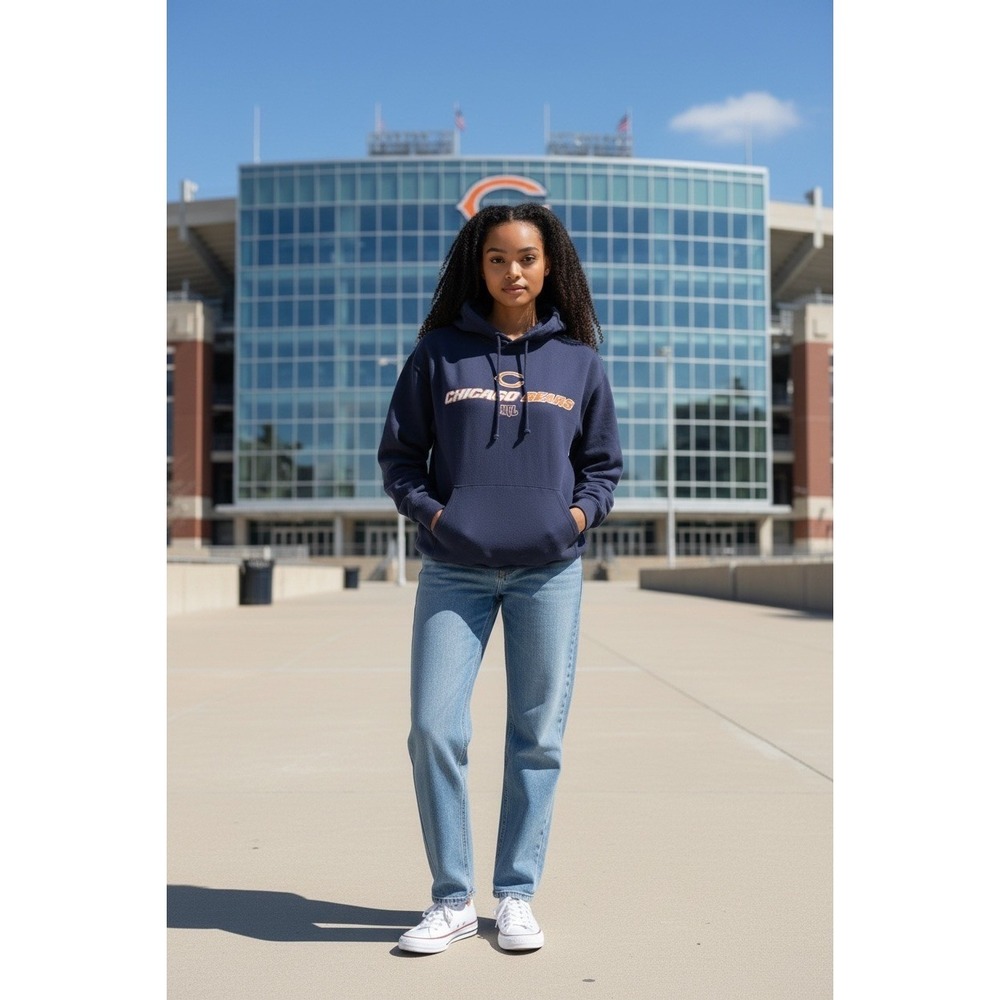 NFL Team Apparel Chicago Bears Navy Blue Crewneck‎ Sweatshirt Womens Large